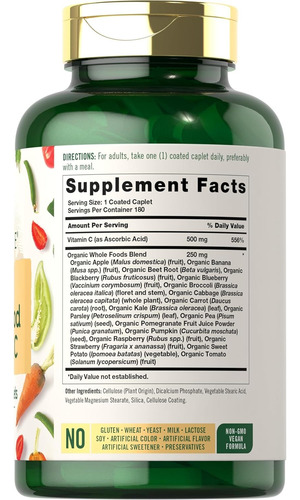 Carlyle Multivitamínico Whole Food + Vitamina C Con 180 Tabs