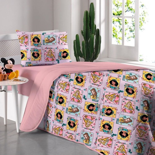 Edredom Infantil Malha Estampado Princesa