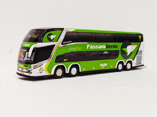 Miniatura Ônibus Pássaro Verde G7 Dd 4 Eixos 30 Centímetros Cor Branco E Verde