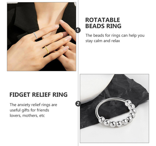 Anillo Antiestrés Y Ansiedad De Acero Inoxidable, 3 Unidades