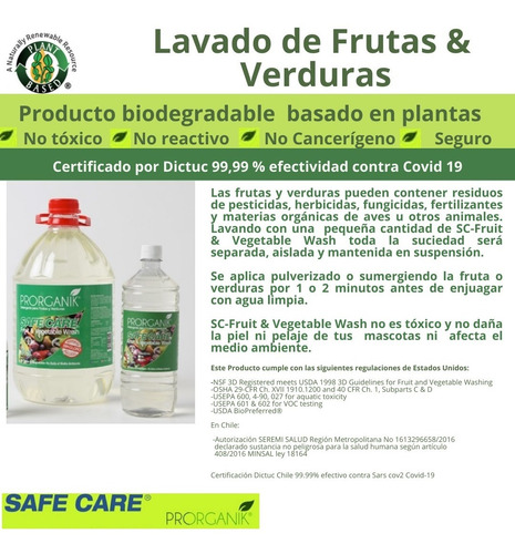 Lavado De Frutas Y Verduras Basado En Plantas, Biodegradable