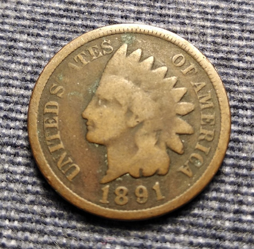One Cent Indian Head 1891, Un Centavo Indio, Apache .