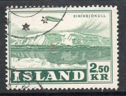 Islandia Sello Aéreo Usado Hidroavión = Glaciar Año 1952 