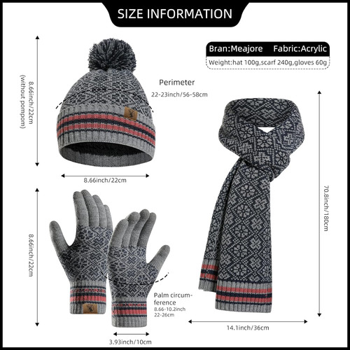 Conjunto De Gorro De Invierno Con Bufanda Cálida Y Guantes P