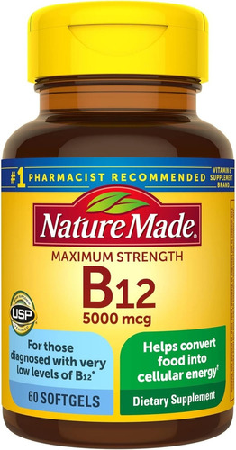 Nature Made Vitamina B12 5000 Mcg Fuerza Máxima 60 Softgels Sabor No Aplica