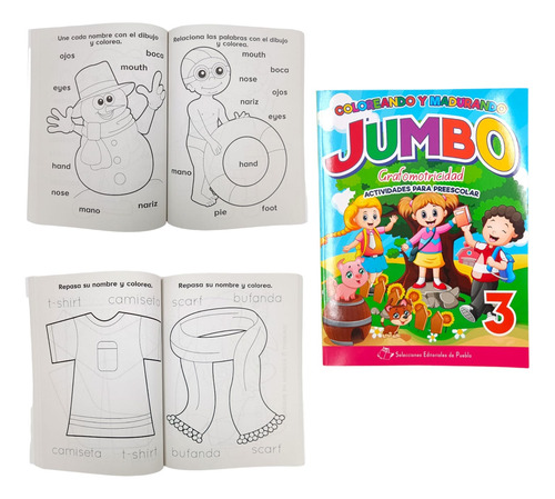 3 Libros Coloreando Y Madurando Ingles-español Preescolar