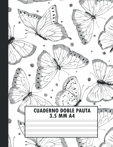 Cuaderno Doble Pauta 3 5 Mm A4 De Mariposas: Libretas Doble