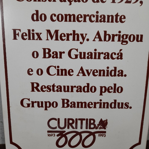 Imagem 3 de 4 de Curitiba 300 Anos Azulejo Comemorativo 1993 Palácio Avenida
