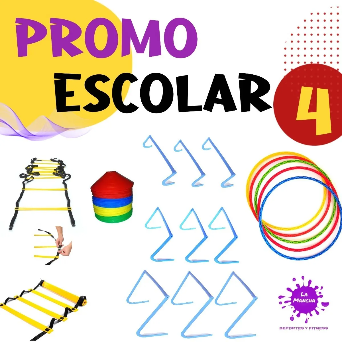 Promo Escolar N°4 Combo Aros Conos Vallas Escaleras Circuito