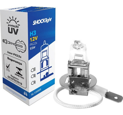 Lampada Shocklight Halogena Standart H3 12v 55w Pk22s
