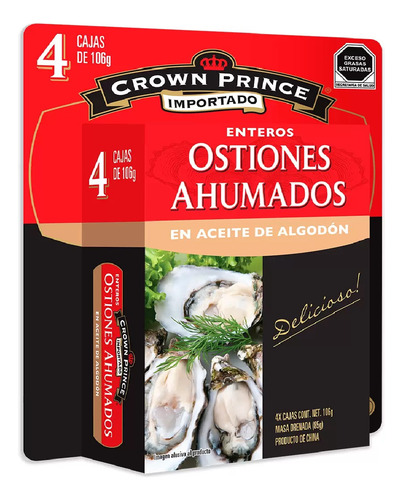 4 Pzs Crown Prince Ostiones Ahumados 106gr