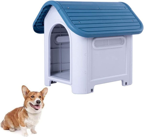 Casa Para Perro/gato Rundy Interior/exterior Contra Agua Color Azul