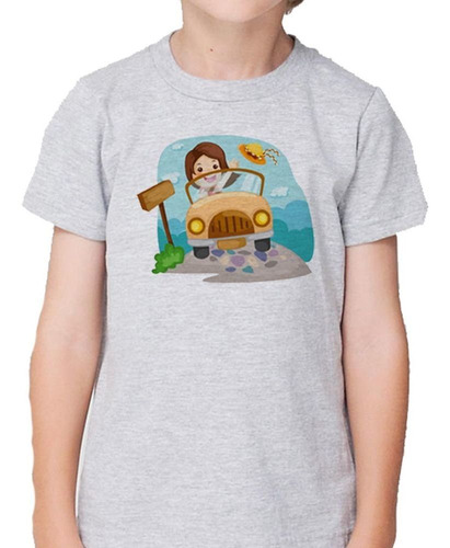 Remera De Niño Mujre Manejando Aire Libre Aventura