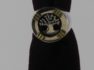 Anillo Árbol De La Vida En Plata 925 Y Oro 18k