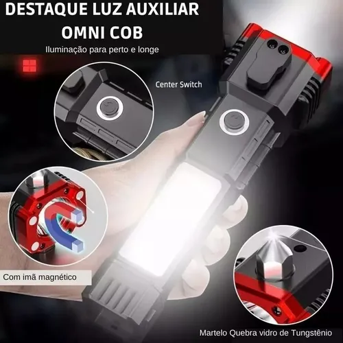 1x Linterna Táctica Militar Imán Martillo Sos