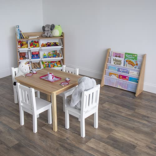 Humble Crew, Juego De Mesa Y 4 Sillas De Madera Blanca Natur