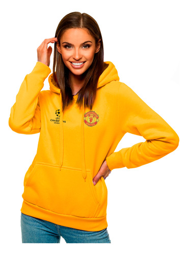 Buzo Hoodie Capota Deportivo Manchester United Champions L M