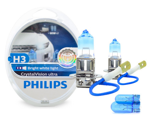 Lâmpada Philips Crystal Vision H3 Super Branca 4300k Pingo