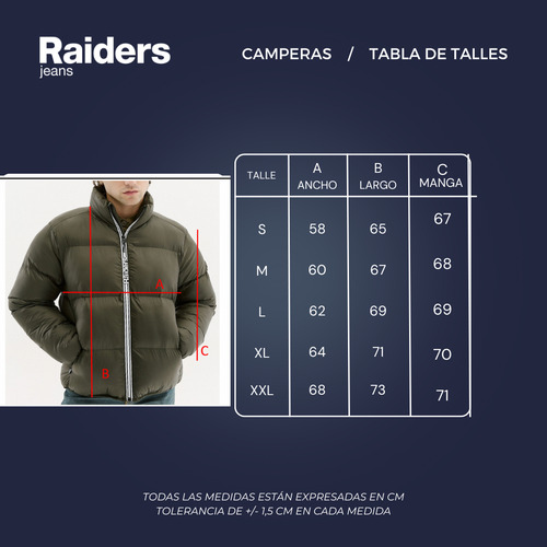 Campera Hombre Puffer Print Raiders Jeans