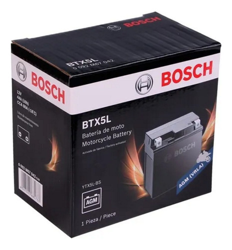 Bateria Honda Cg 150 / New Titan 150 Bosch Btx5l / Ytx5l-bs