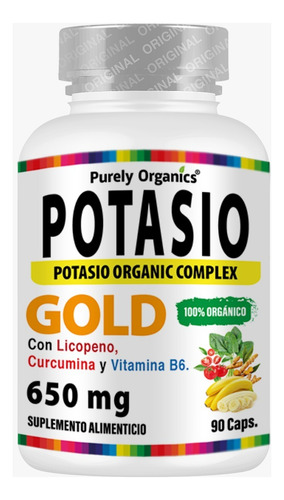 Potasio Gold Organico 90 Caps- Purely Organics Sabor Sin Sabor