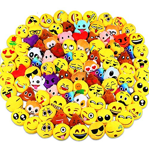 Emoji Party Favors, Emoji Keychain 100 Pack Mini Plush ...