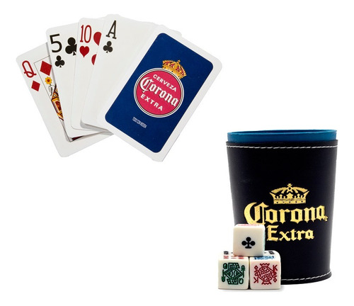 Cubilete + Baraja Poker Cervezas: Corona, Modelo, Tecate,etc