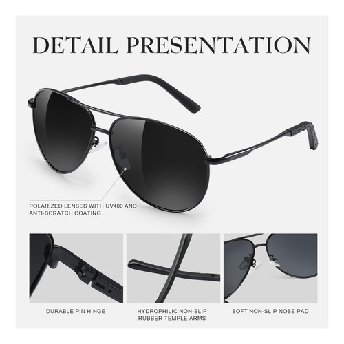 Gesruny Gafas De Sol Polarizadas De Aviador Para Hombres Y