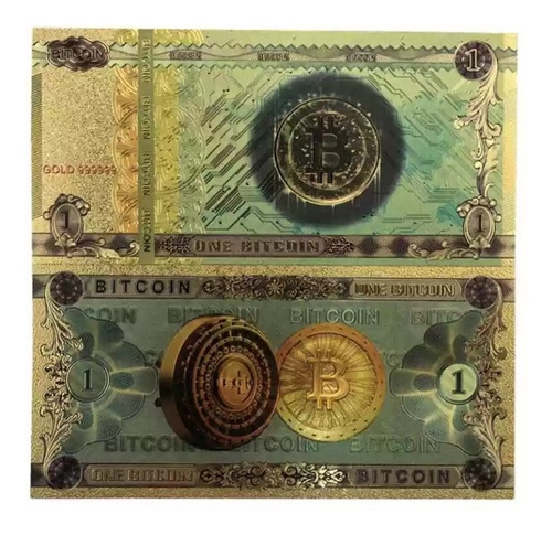 Un Billete Bitcoin De Colección Laminado O Chapado En Oro