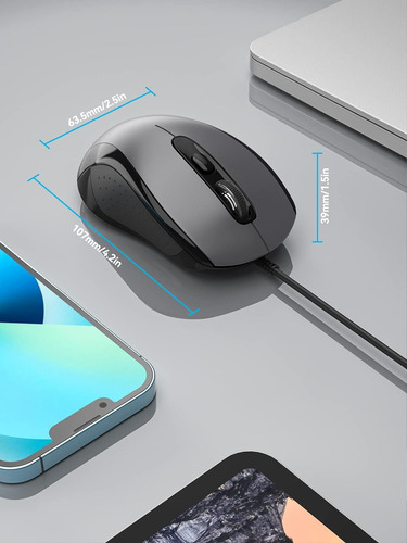 Ratón Con Cable De Tecknet, Mouse De Computadora Con Cable U