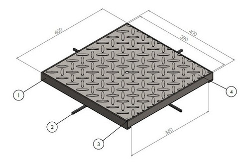 Tapa Camara Ch. Antideslizante 40 X 40cm Galvanizada Ed-tp400g