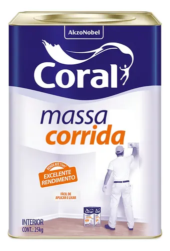 Foto real de Massa Corrida Pva Coral 25kg Fosca para Interiores Rendimento 75m