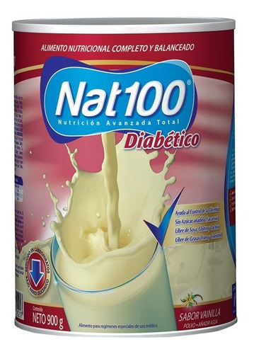 Nat 100 Diabético 900 G. Sabor Vainilla