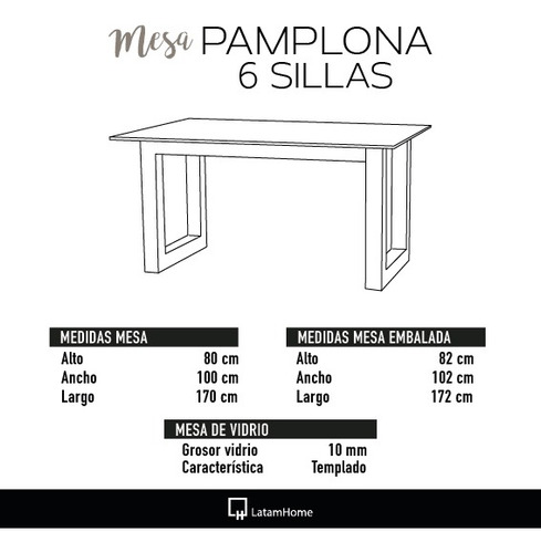Mesa Comedor Pamplona 6 Puestos