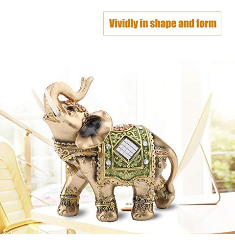Lucky Feng Shui Green Elephant Statue Sculpture Wealth Figur