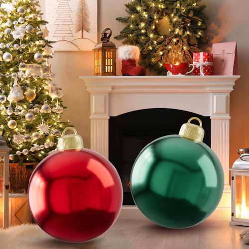 Bolas Inflables De Pvc Rojas De 61 Cm Para Decoración Navide