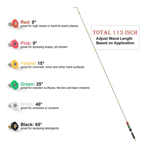 9pcs Lavadora A Presión Varita Extensión 10ft Lance Con