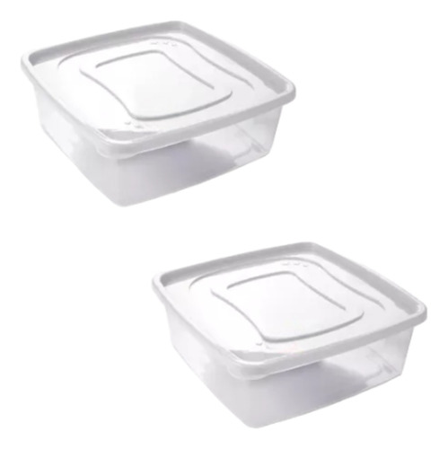 Set X2 Contenedor De Alimentos Clic Cuadrado 6,6 Litros 