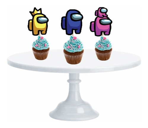 Among Us Cupcake Toppers Adorno Para Muffins X10