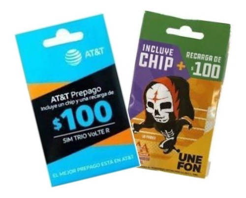 Combo 3 Chip Unefon Y 3 At&t  Multiregión Sin Recarga