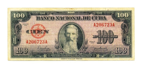 Billete Cuba 100 Pesos 1950 * Muy Escaso