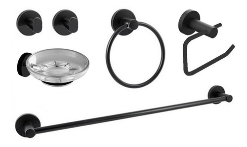 Set Accesorios De Baño 6 Piezas Piazza Sensus 73229 Negro