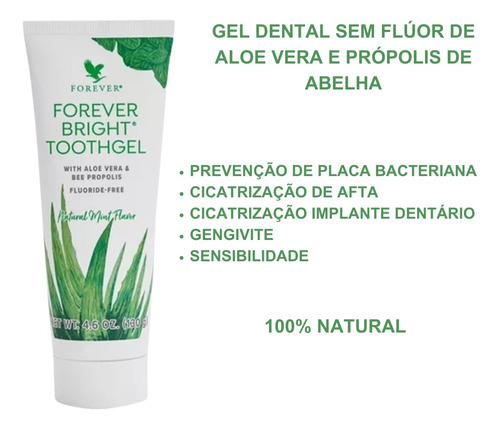 Gel Dental Natural De Aloe Vera,própolis E Menta Sem Flúor
