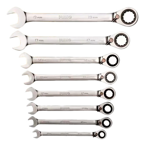 Set De Llaves Combinadas Con Crique Irimo 18-8-h Cromo Fijas