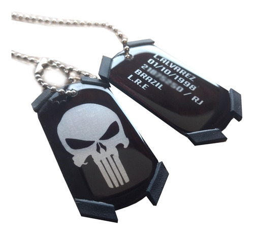 Dog Tag Justiceiro Gravado Com Seus Dados