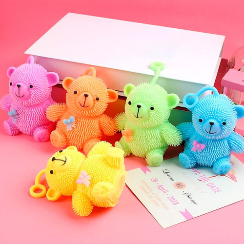 Imagen 4 de 6 de Oso Squishy Para Apretar Con Luz Importado Antiestrés