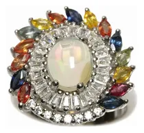 Comprar Anillo De Plata Zafiros Multicolor Y Ópalo Etiopia