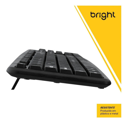 Teclado Bright 0014 QWERTY português Brasil cor preto