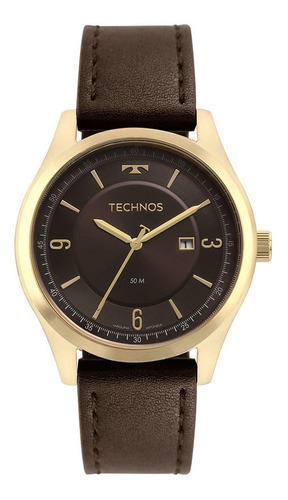 Relógio Technos Masculino Steel Dourado - 2117les/0m Cor da correia Marrom Cor do fundo Marrom