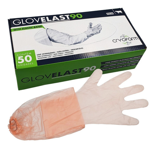 Luva Para Inseminação Palpação Especial 90cm Eva Elástico 